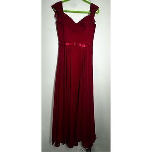 DANCING QUEEN DQ-2377 Dancing Queen Evening Maxi  Dress Burgundy Sz M